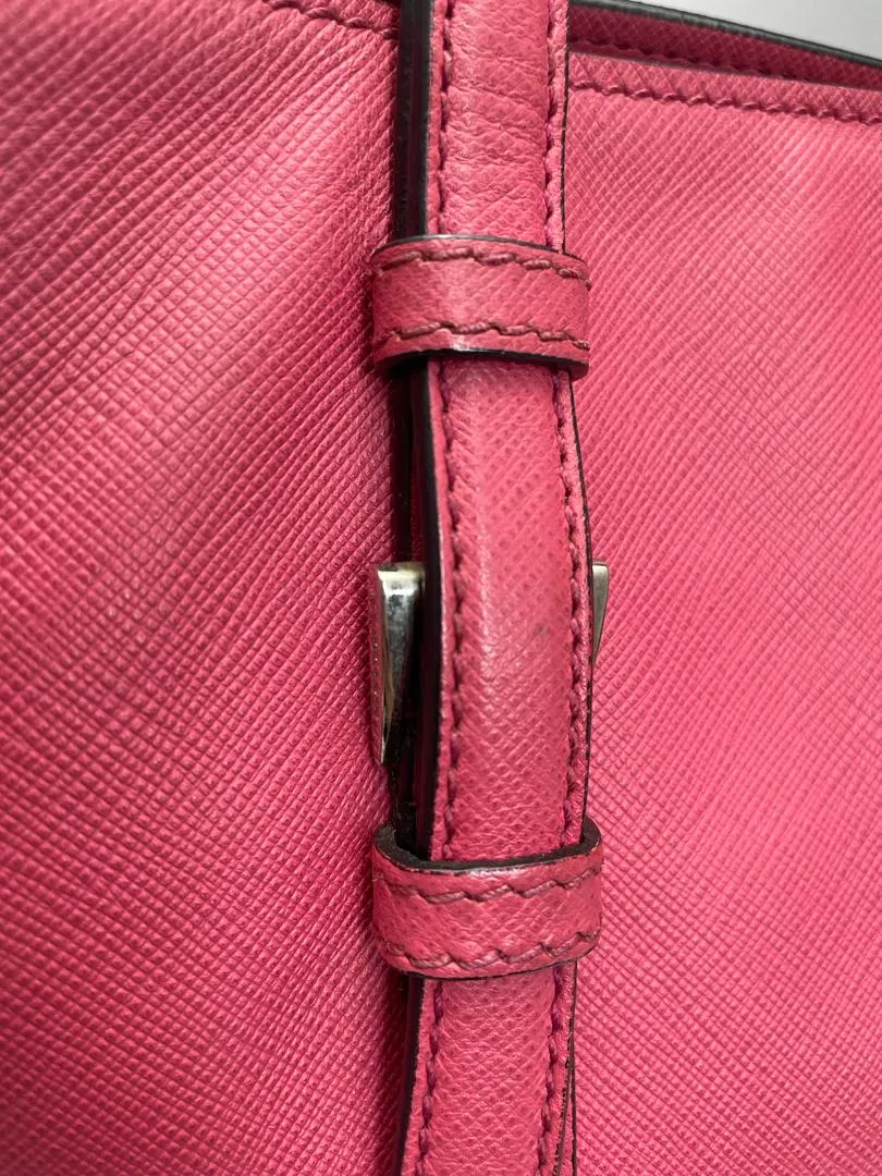 Dark Pink Saffiano Leather Tote Bag