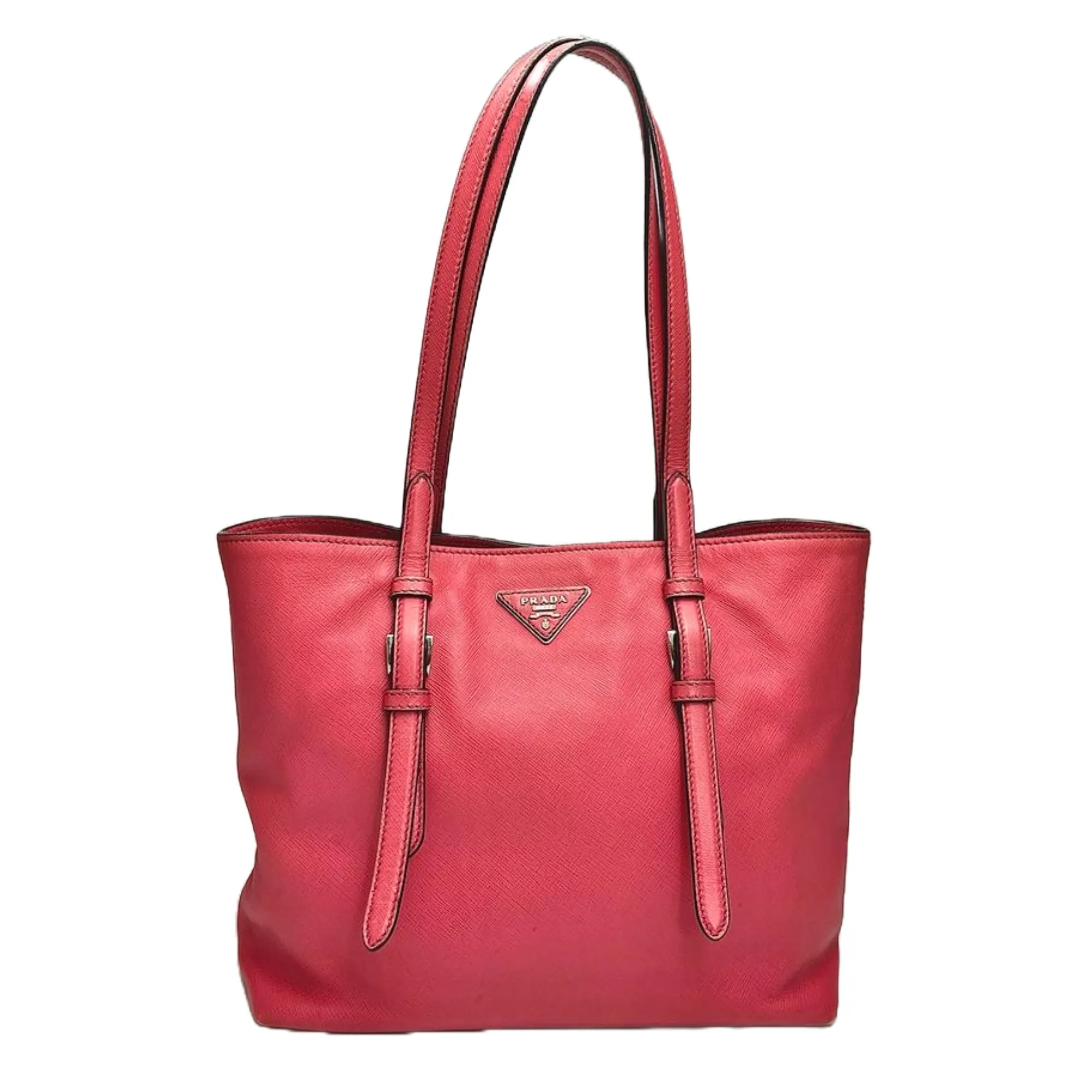 Dark Pink Saffiano Leather Tote Bag