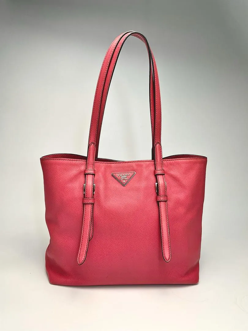 Dark Pink Saffiano Leather Tote Bag