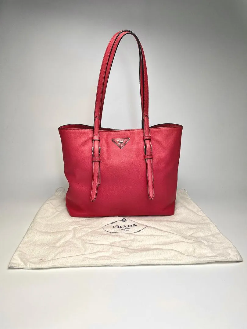 Dark Pink Saffiano Leather Tote Bag