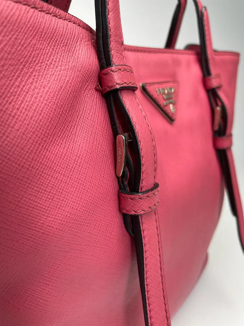 Dark Pink Saffiano Leather Tote Bag