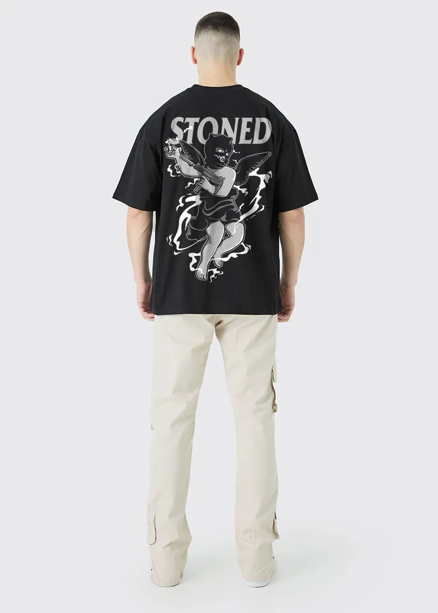 Devil Stoned Men Oversized Printed T-Shirt