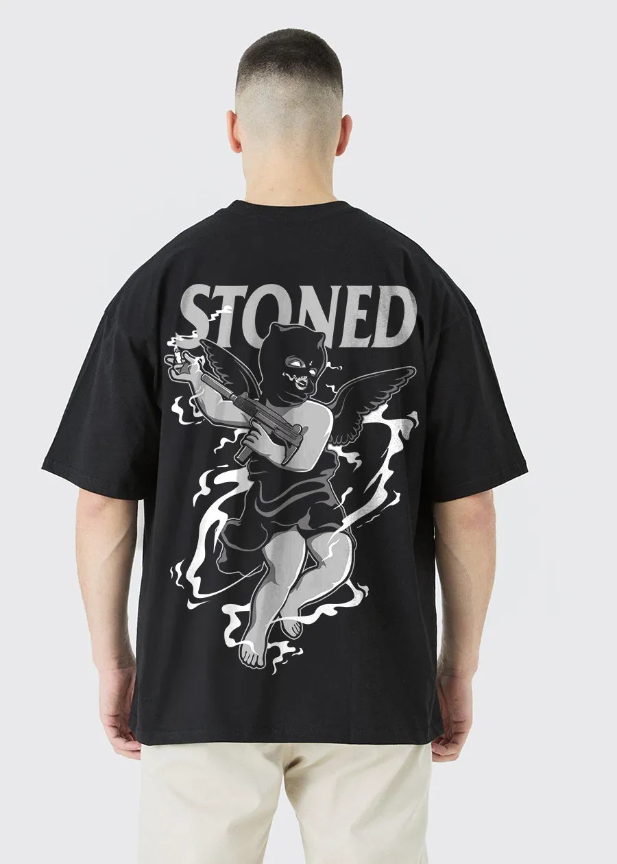 Devil Stoned Men Oversized Printed T-Shirt