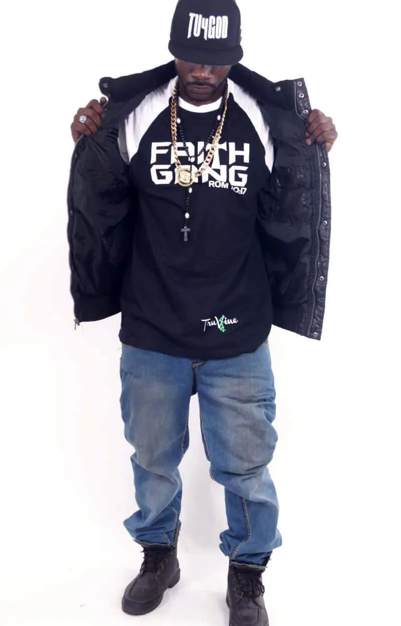 Faith Gang Baseball Tee  (Black/White)