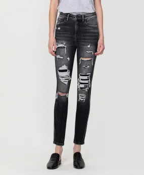 Feel It Still - Distressed High Rise Skinny Jeans