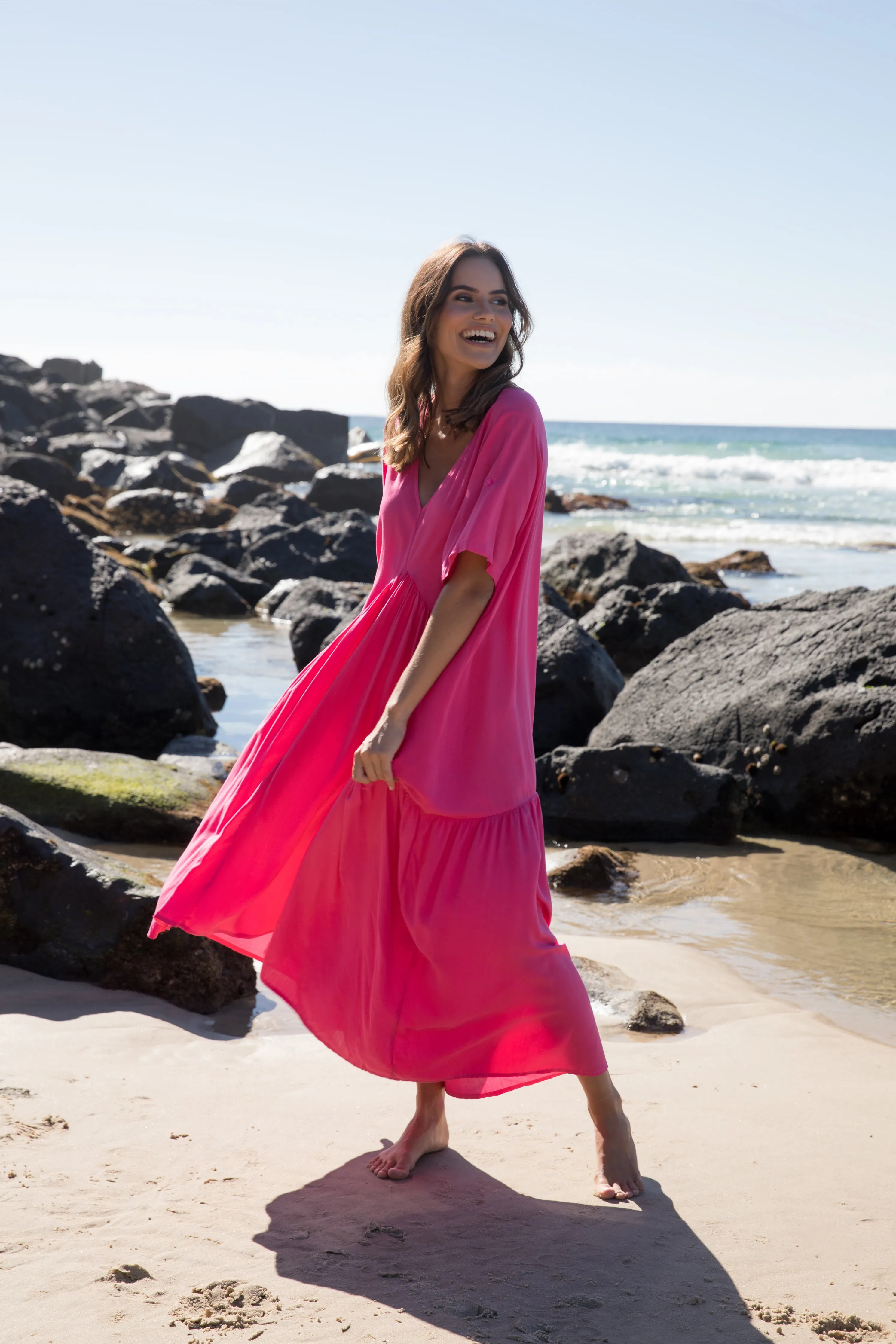 FINAL SALE Peak Maxi Dress in Magenta