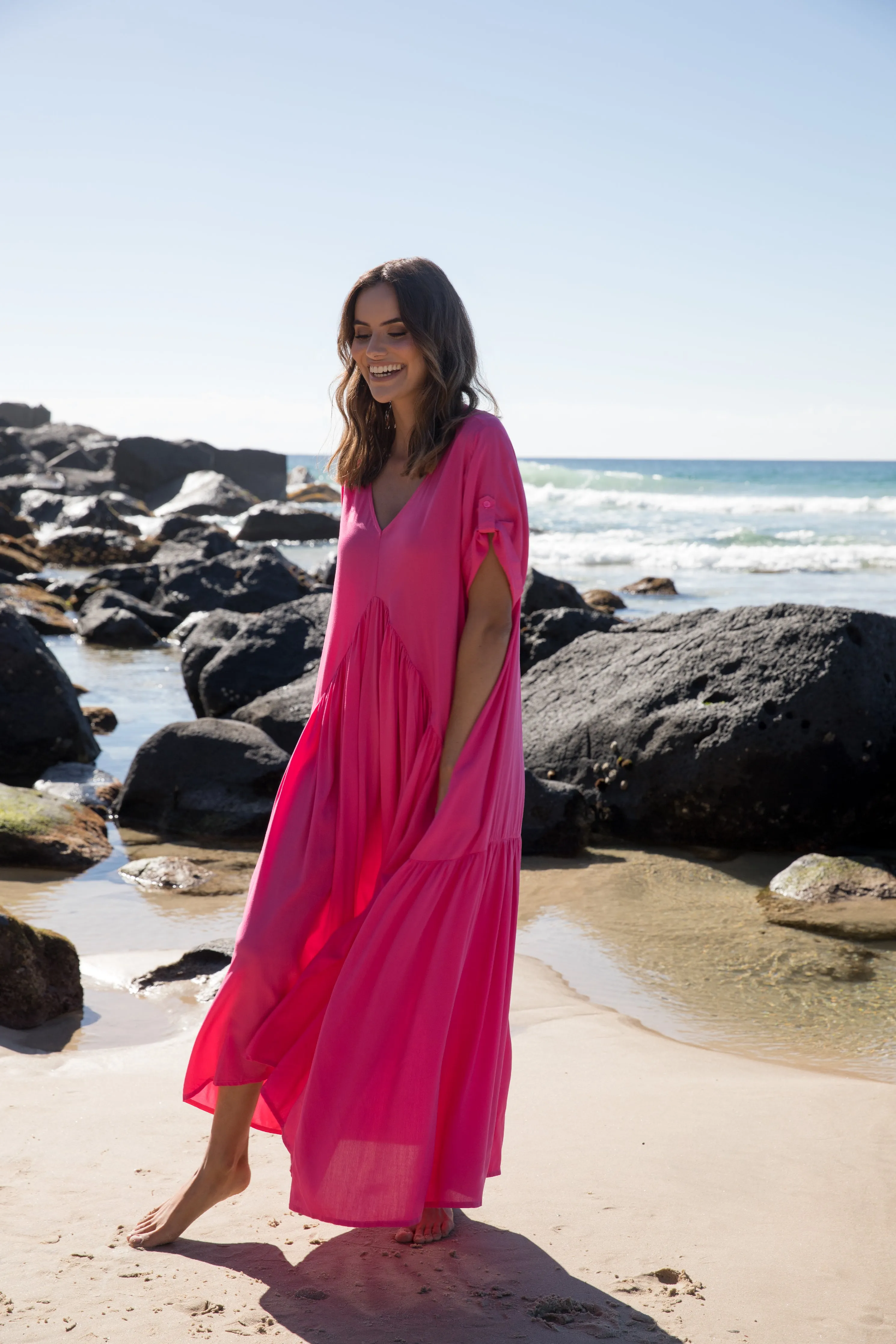 FINAL SALE Peak Maxi Dress in Magenta