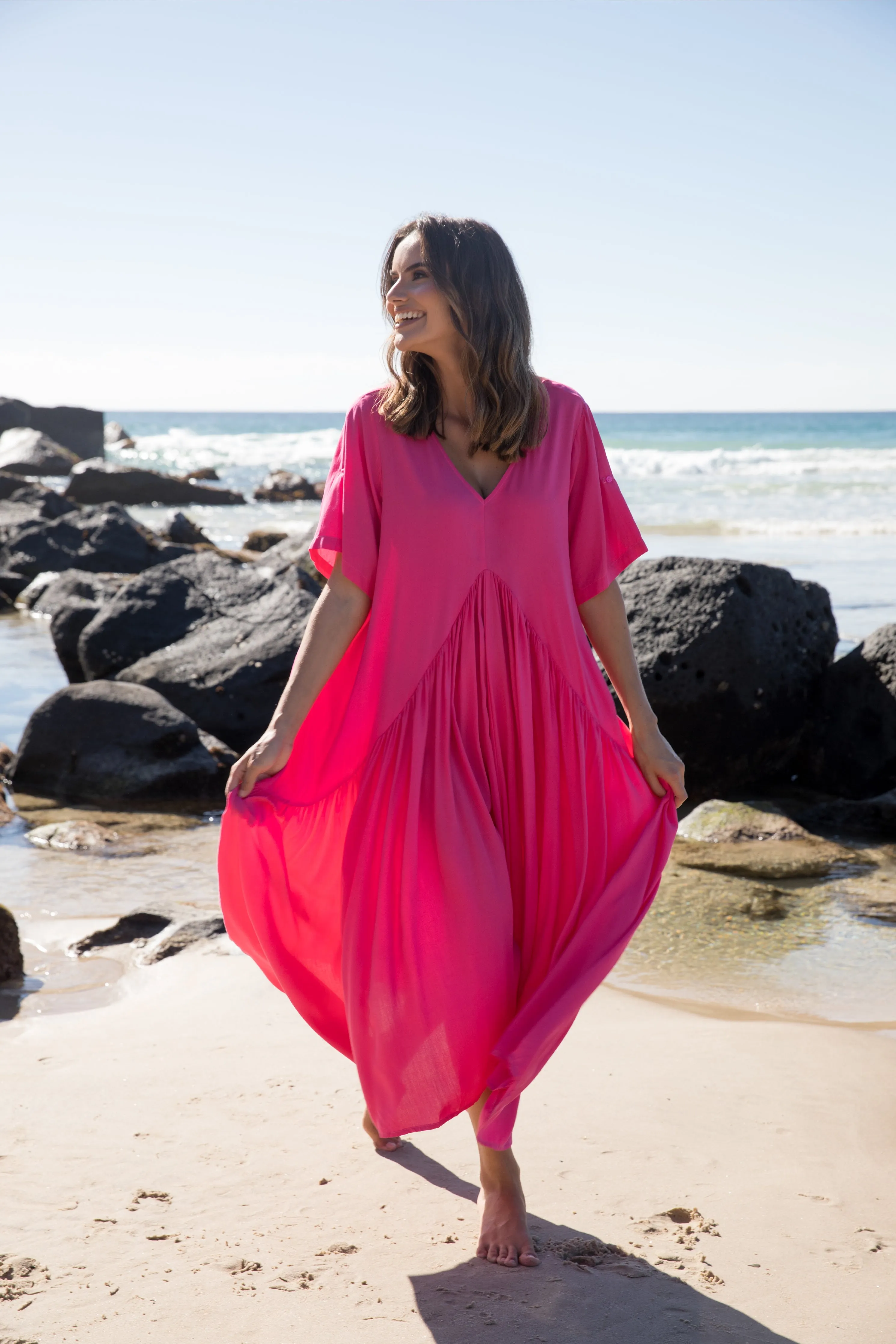 FINAL SALE Peak Maxi Dress in Magenta