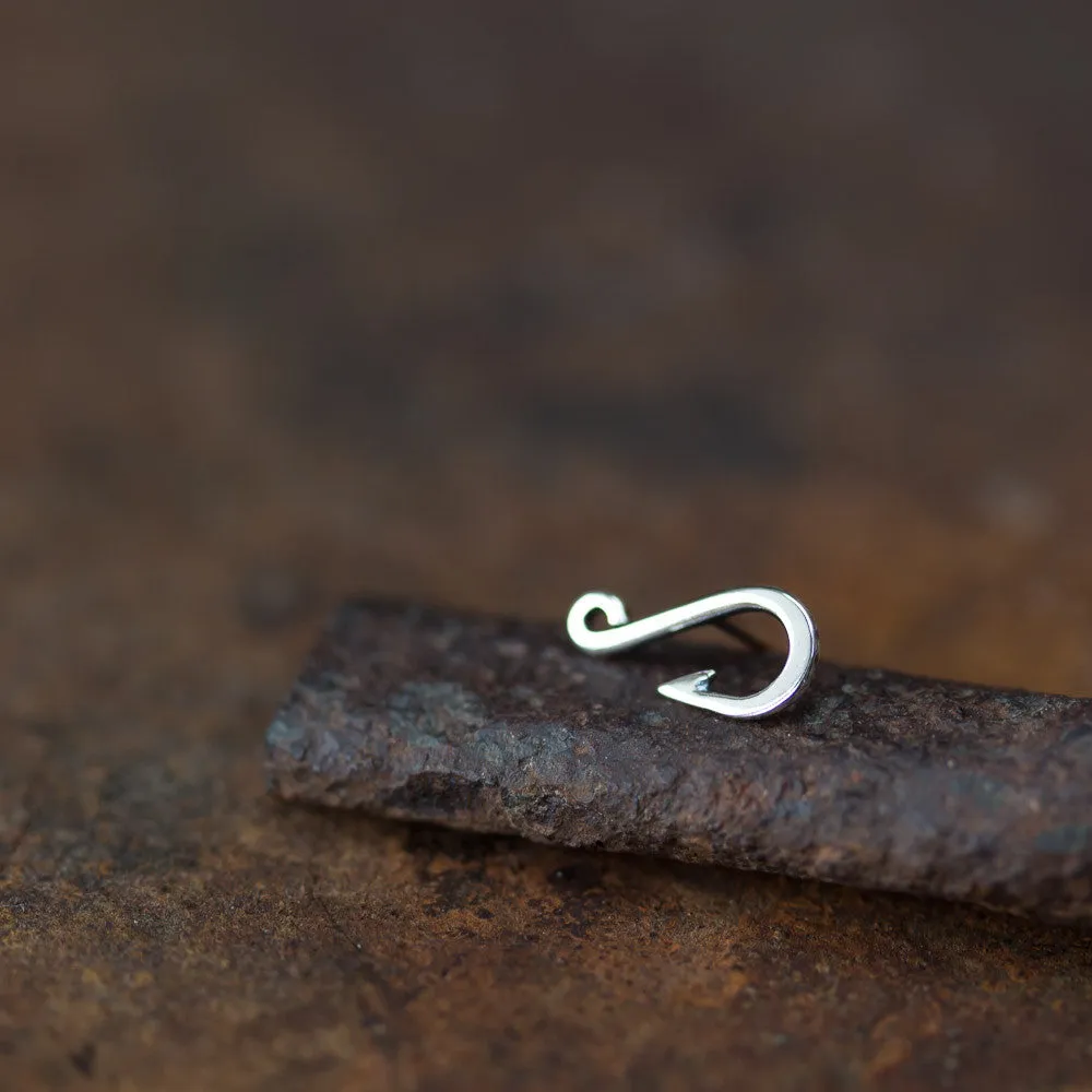 Fish Hook Stud, Single Earring