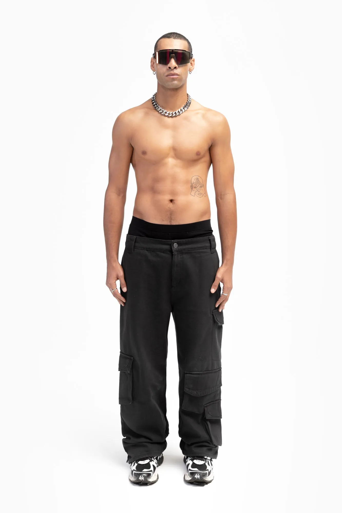 FIVE POCKET BLACK CARGO PANTS