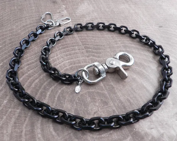 Flat Iron Xl Stainless Steel Blackened Wallet Chain