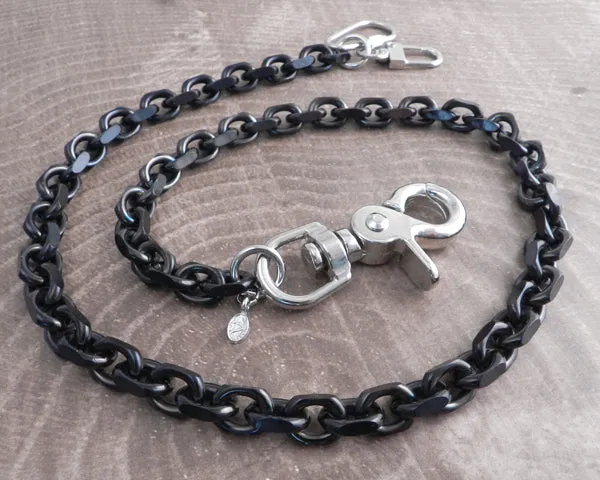 Flat Iron Xl Stainless Steel Blackened Wallet Chain