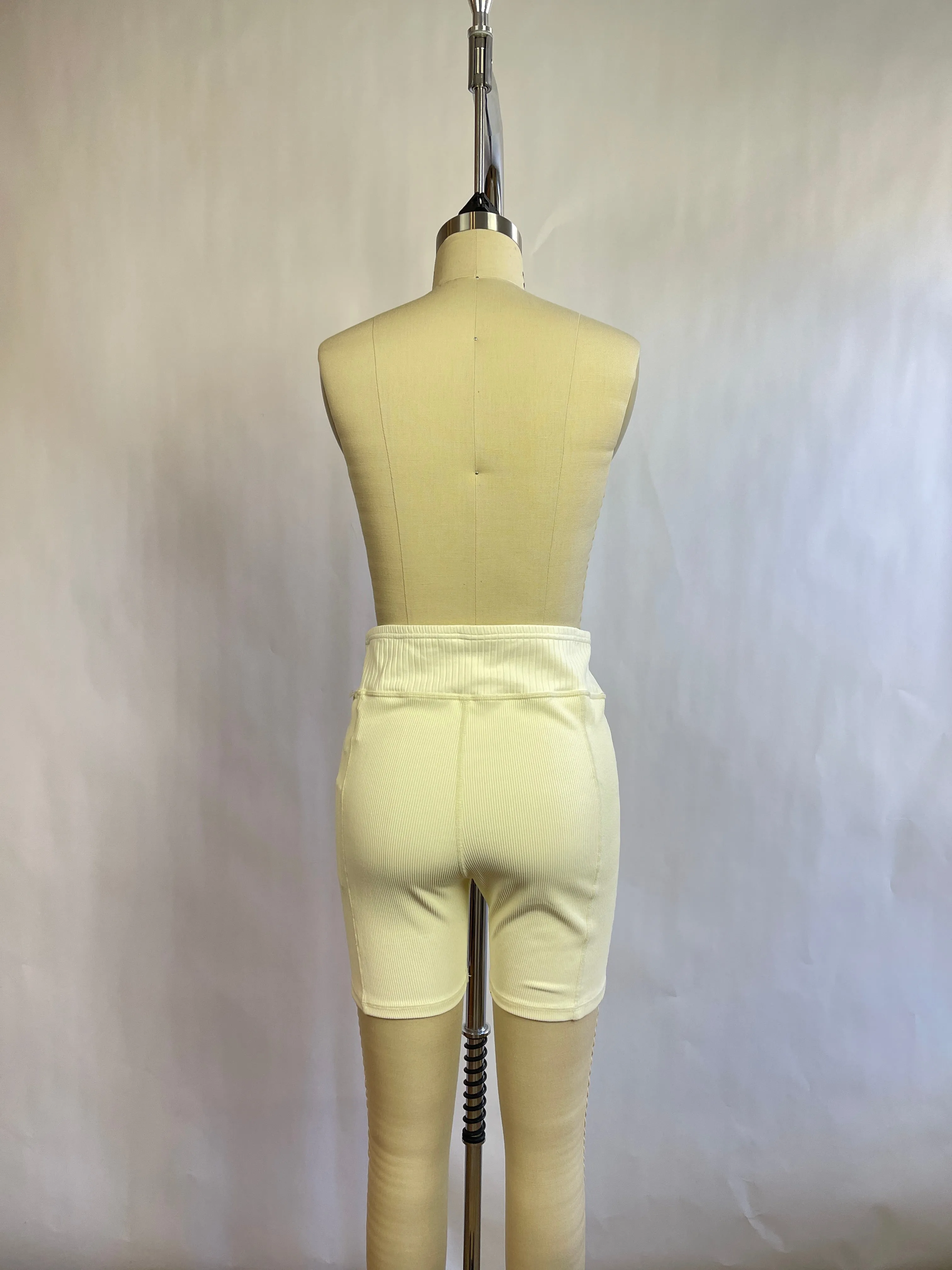 For Love & Lemons Ribbed White Bike Shorts (L)