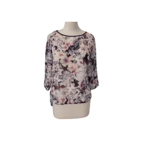 Forever 21 Purple Floral Printed Semi-sheer Top | Gently Used |