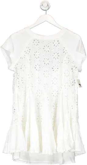 Free People White Sadler Broderie Lined Mini Dress UK S