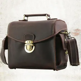 Full Grain Leather Camera Bag Men DSLR Camera Bag Shoulder Messenger Bag