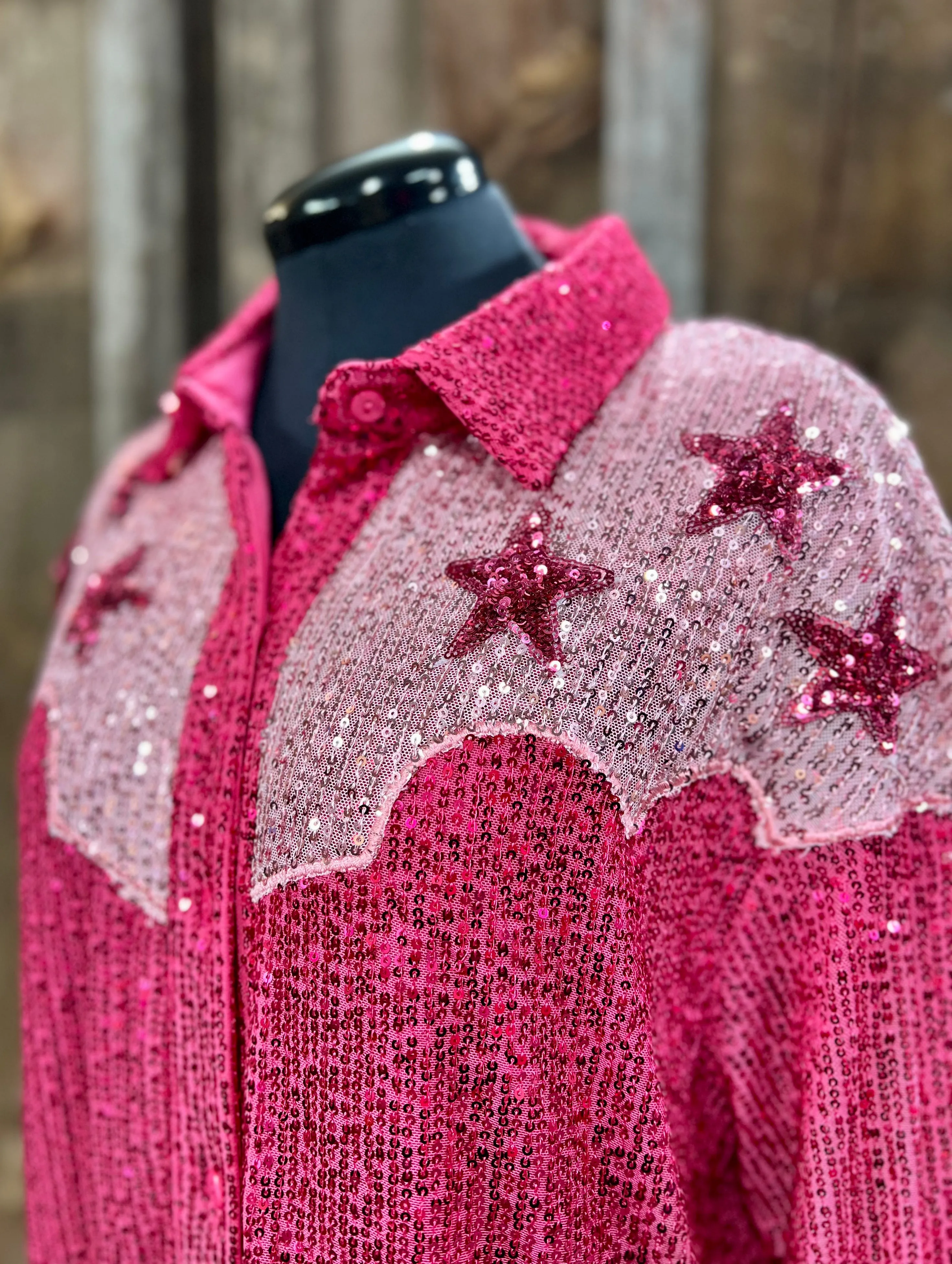 Giddy Up Pink Sequin Top