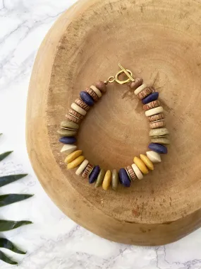 globetrotter chunky bracelet - mustard and purple mix