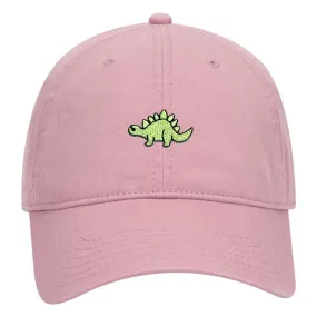 Green Dinosaur Embroidered Patch Pastel Tone Garment Washed Superior Cotton Twill Dad Hat - For Women and Men