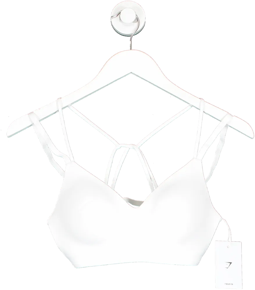 gymshark White Strappy Back Light Support Sports Bra UK S