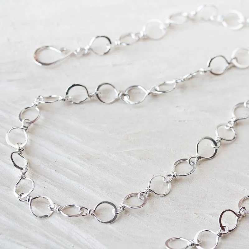 Handmade Wire Wrapped and Hammered Silver Links Chain Necklace