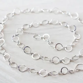 Handmade Wire Wrapped and Hammered Silver Links Chain Necklace