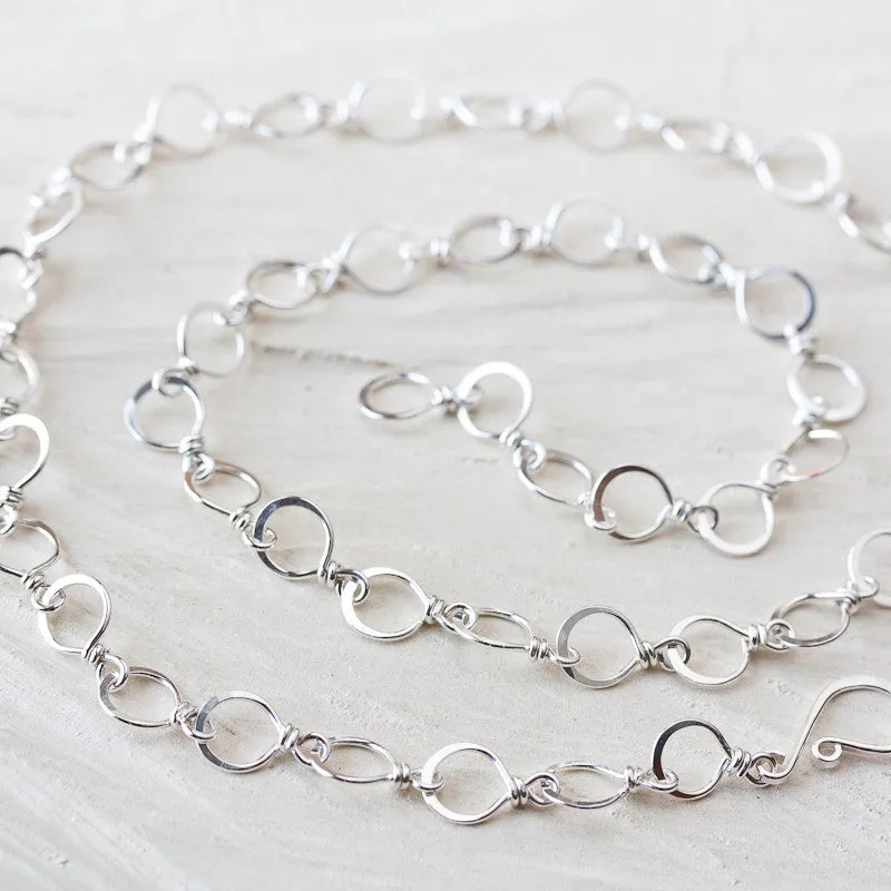 Handmade Wire Wrapped and Hammered Silver Links Chain Necklace