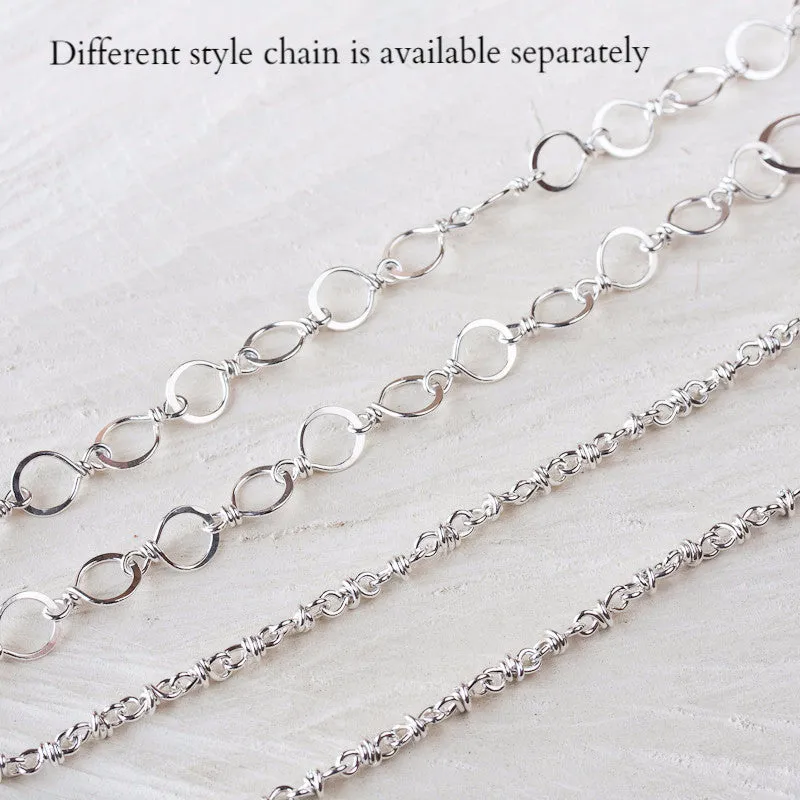 Handmade Wire Wrapped and Hammered Silver Links Chain Necklace