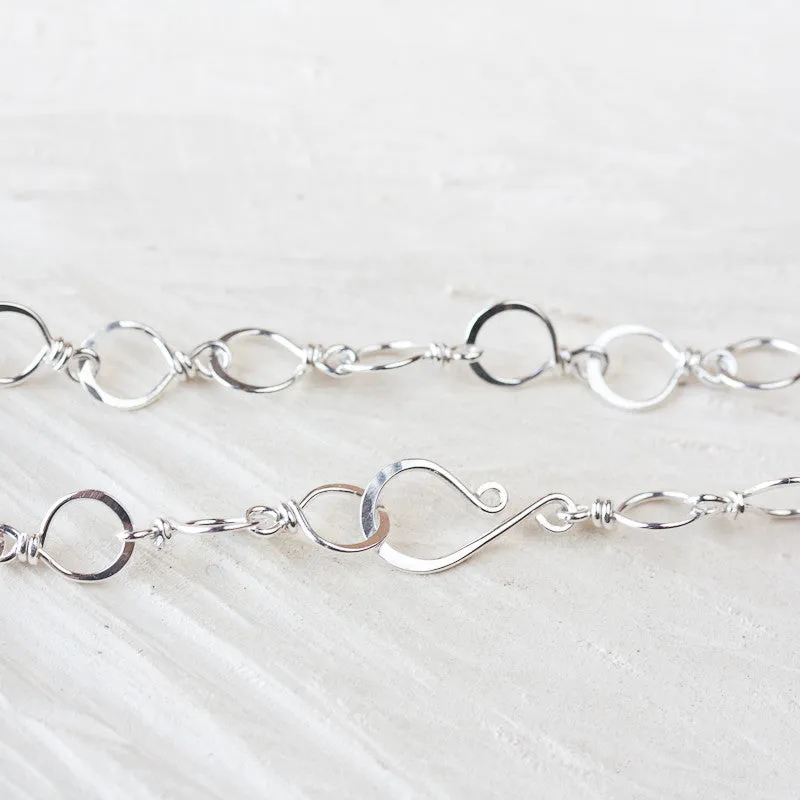 Handmade Wire Wrapped and Hammered Silver Links Chain Necklace