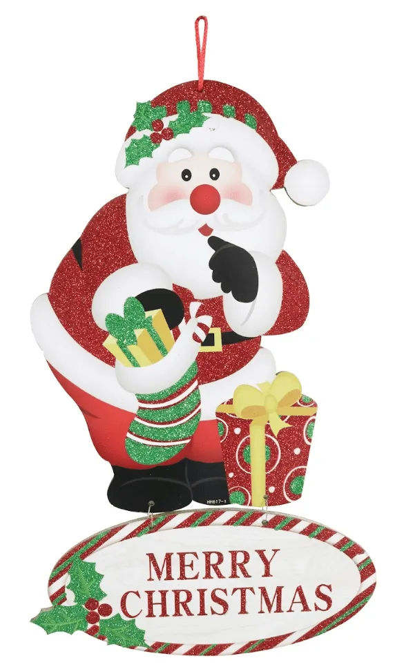 Hanging Santa Plaque 2 Asst (36cm)