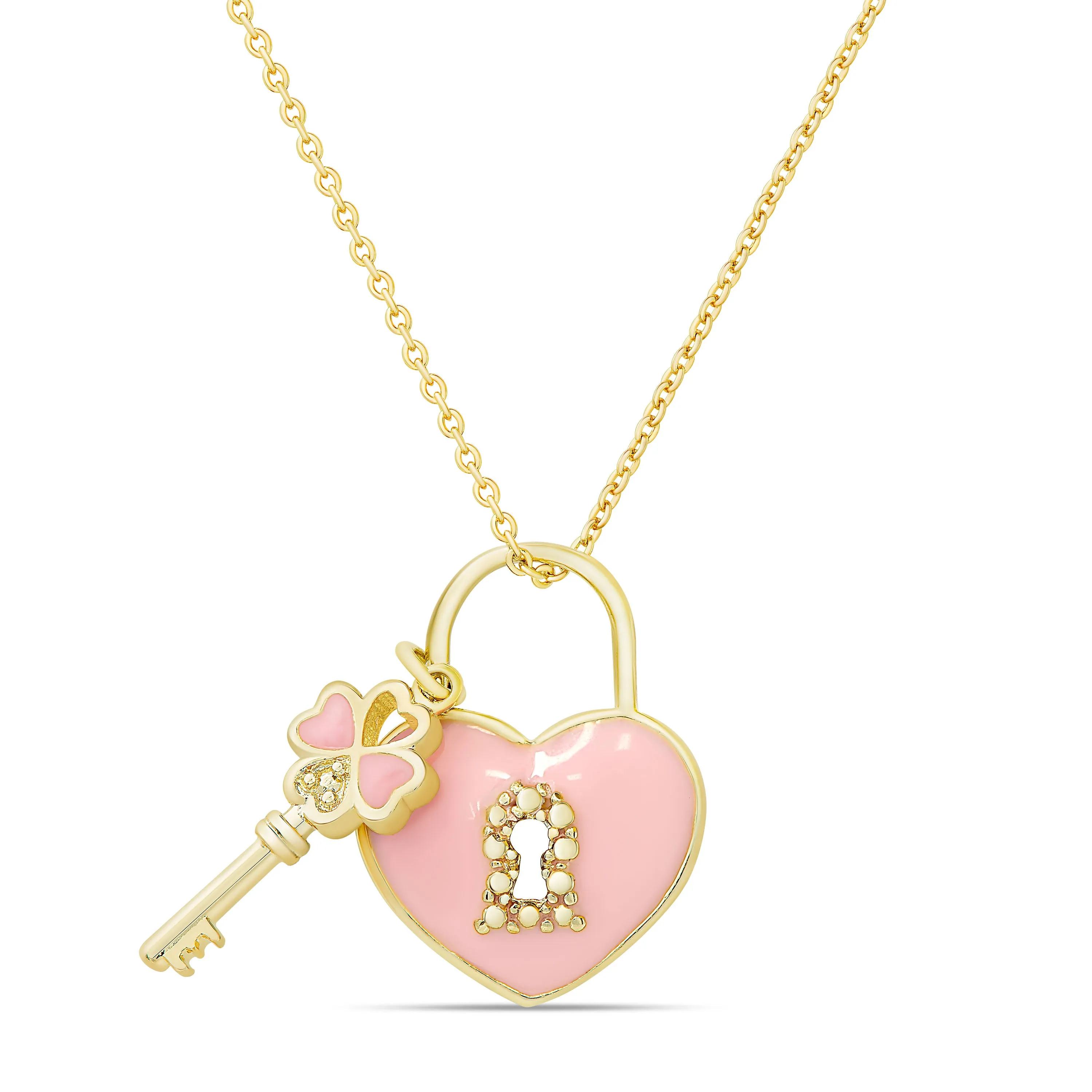 Heart Lock & Key Pendant (Double-Sided)