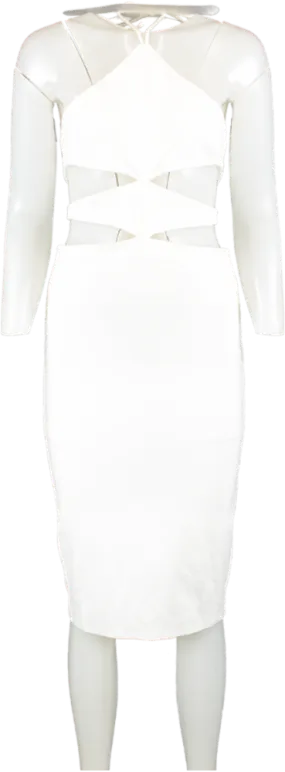 h:ours White Halter Neck Midi Dress UK XS