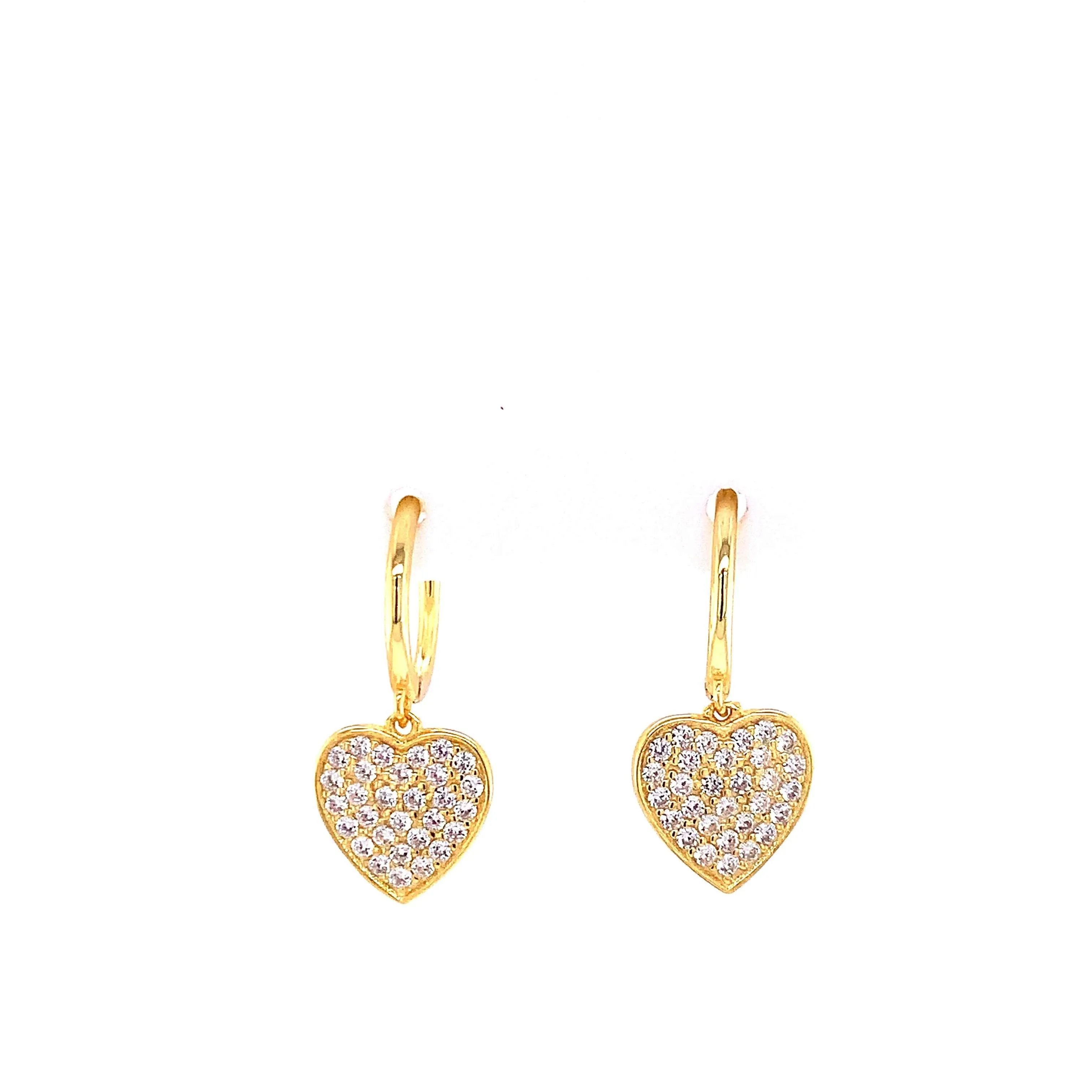 Huggie with Dangling Pave Heart Earring