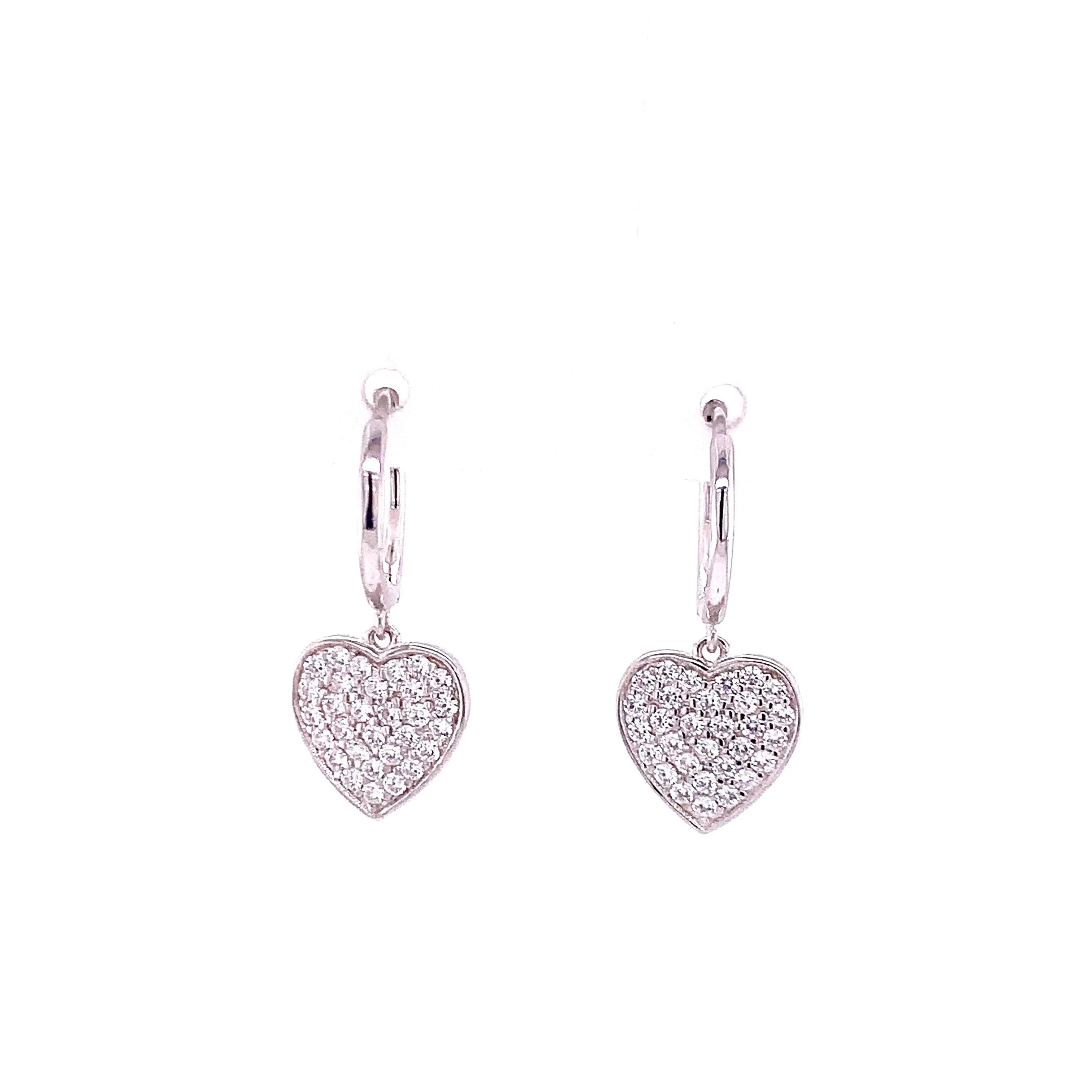 Huggie with Dangling Pave Heart Earring