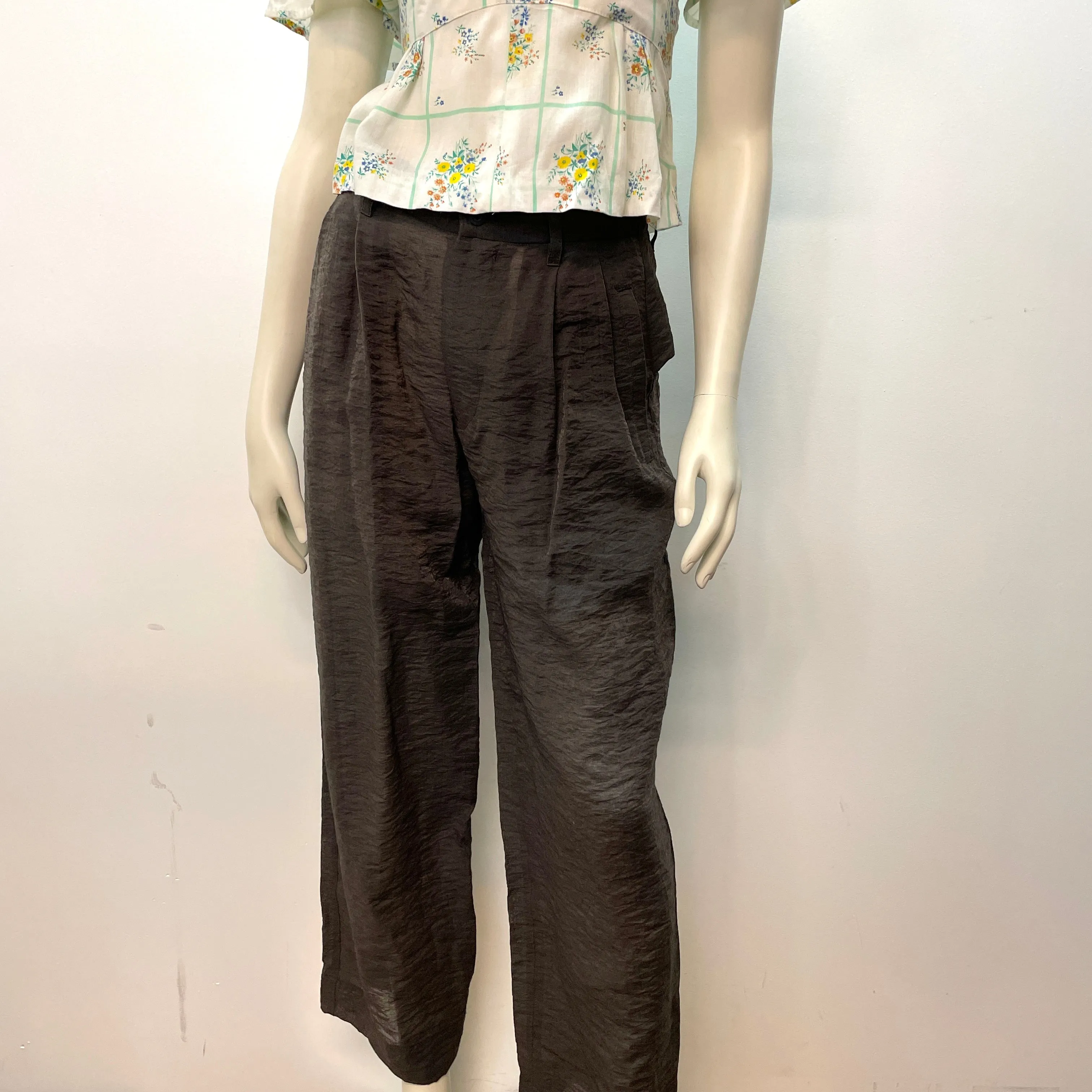 Issey Miyake Vintage Designer Dusty Brown Top & Trouser Set Size Medium