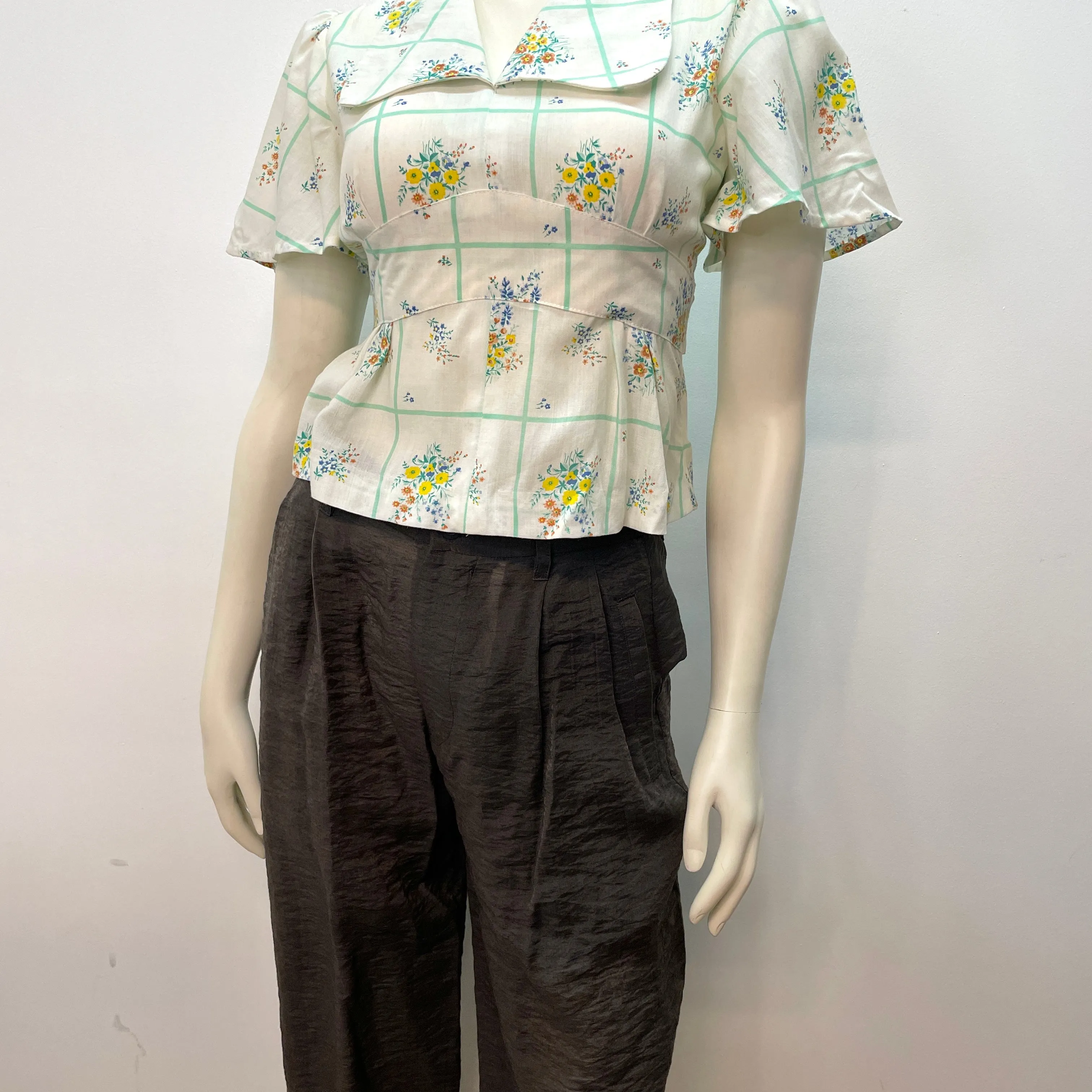 Issey Miyake Vintage Designer Dusty Brown Top & Trouser Set Size Medium