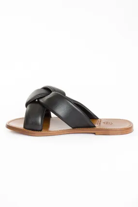 KNOTTED SANDAL IN ITALIAN LEATHER BLACK - SIZE 36