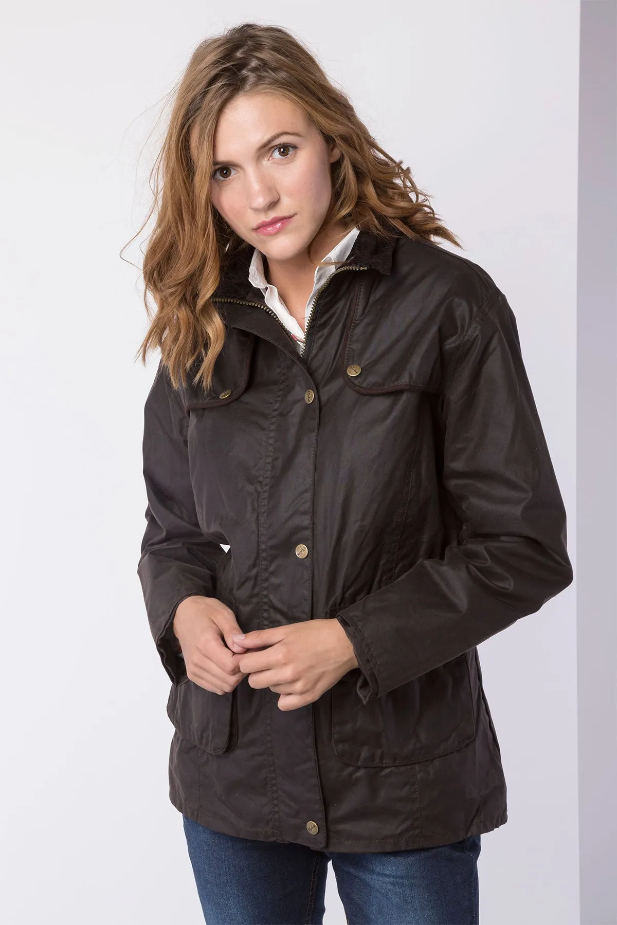 Ladies Wax Jacket with Elasticated Back