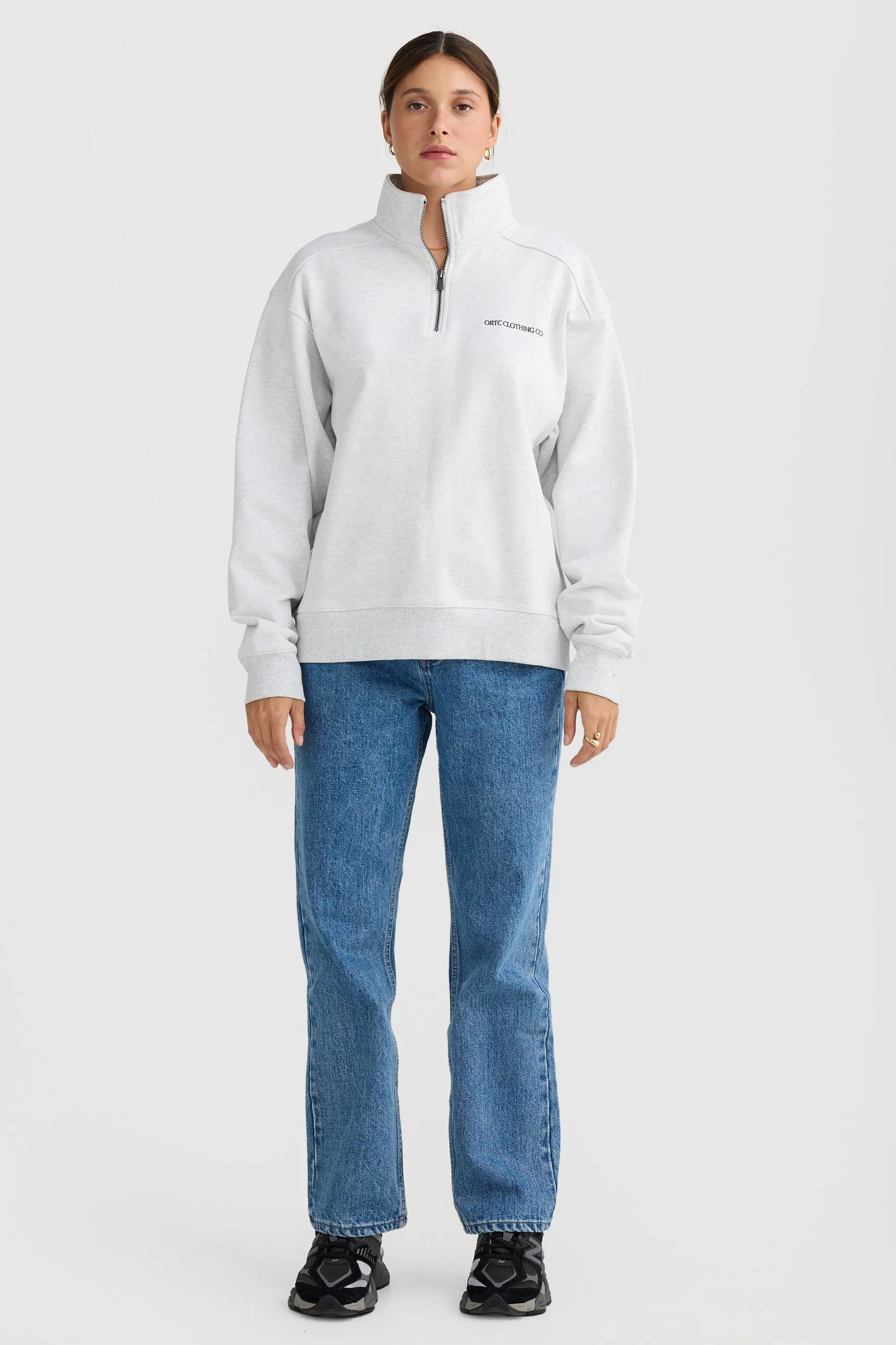 Lena Quarter Zip White Marle