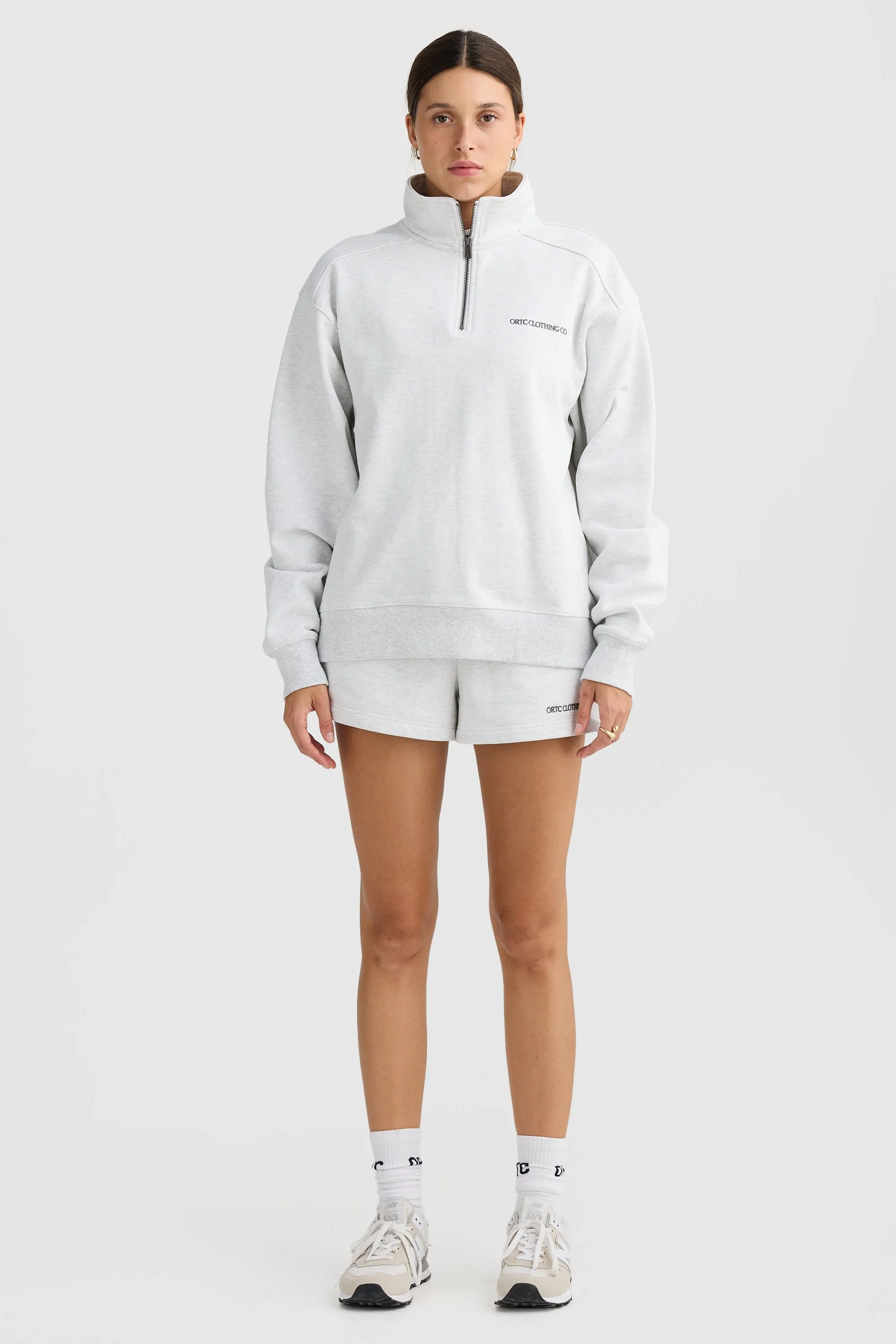 Lena Quarter Zip White Marle