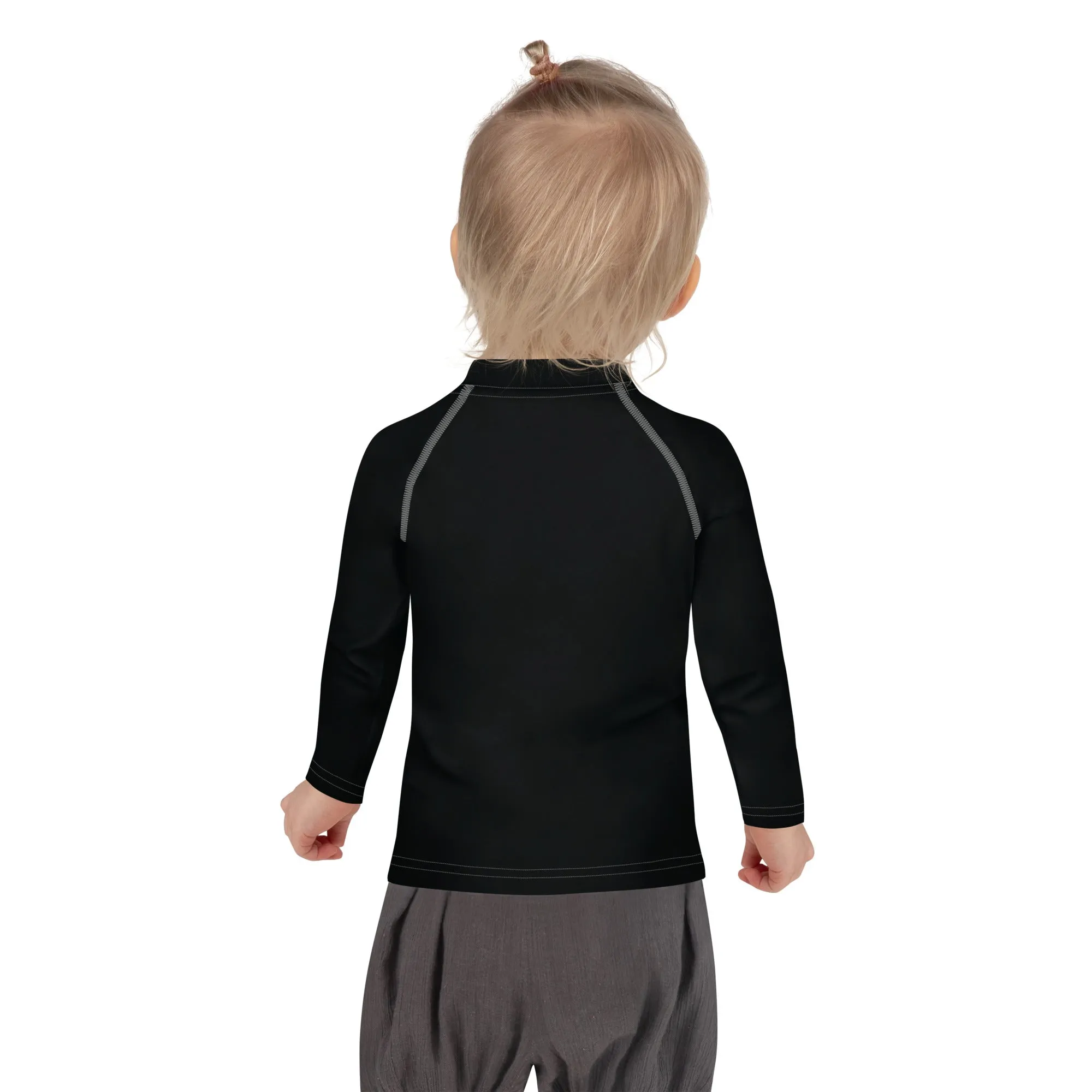 Little Trendsetter: Kid's Solid Color Rash Guards for Her - Noir