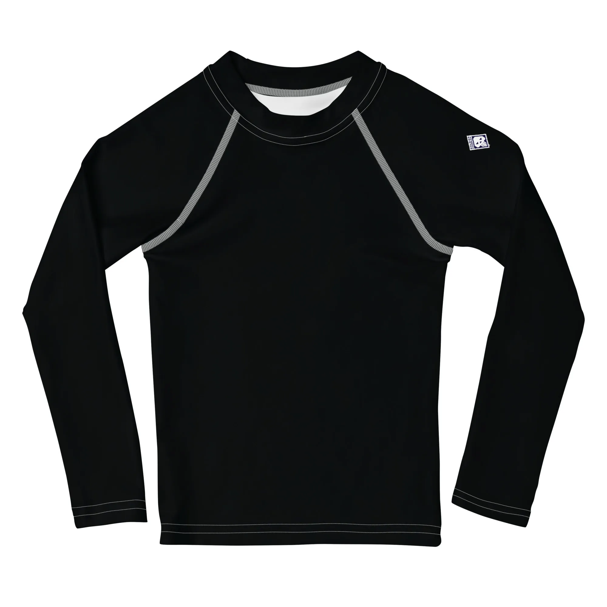 Little Trendsetter: Kid's Solid Color Rash Guards for Her - Noir