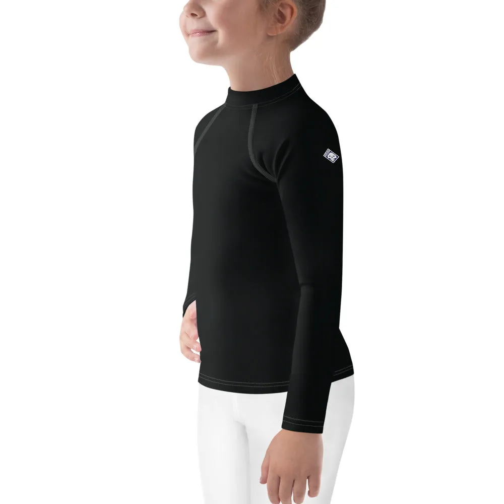 Little Trendsetter: Kid's Solid Color Rash Guards for Her - Noir