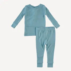 long sleeve crew neck pj set | blue smoke | modal skinny rib