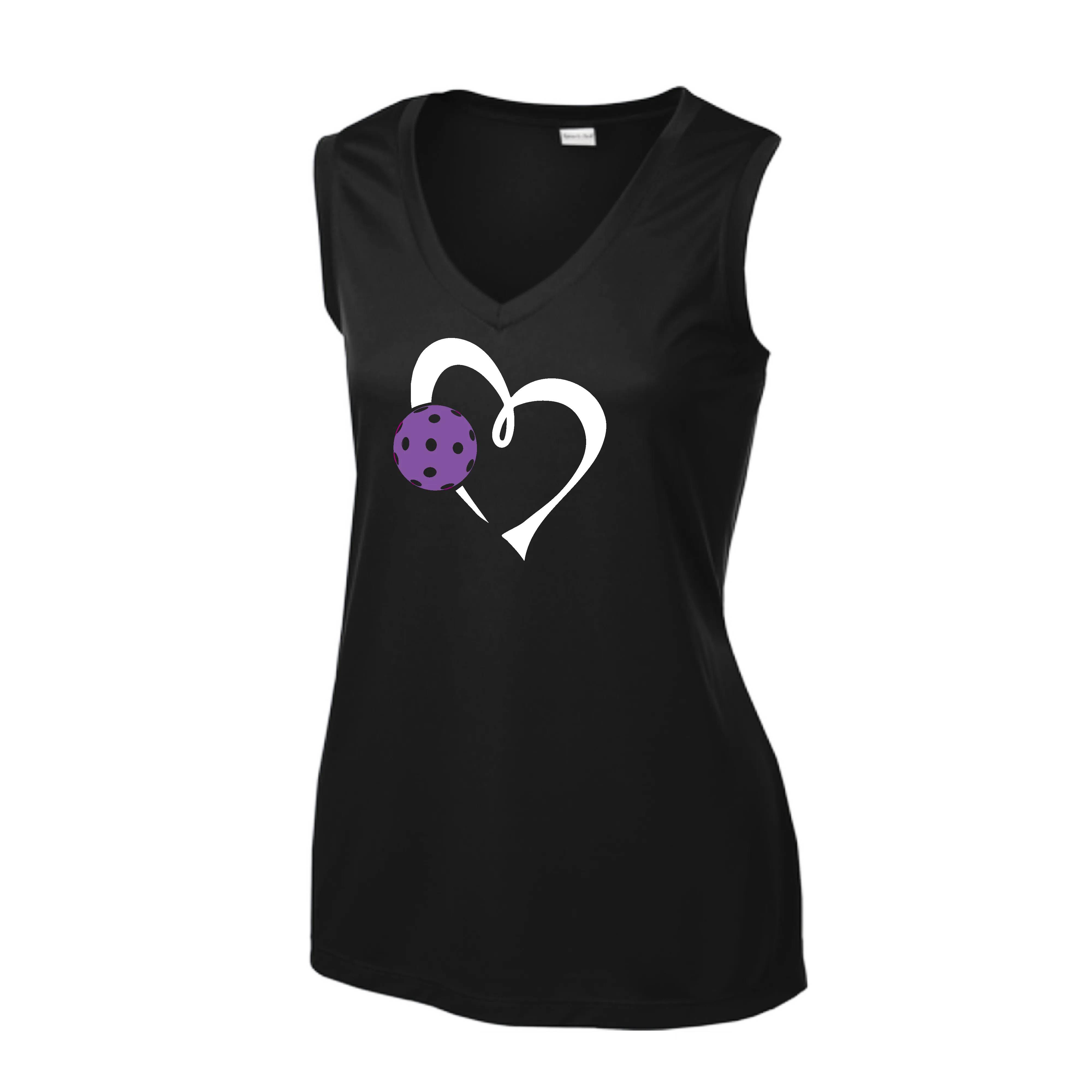 Love Pickleball Heart (Purple) | Women’s Sleeveless Shirt | 100% Polyester