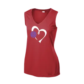 Love Pickleball Heart (Purple) | Women’s Sleeveless Shirt | 100% Polyester