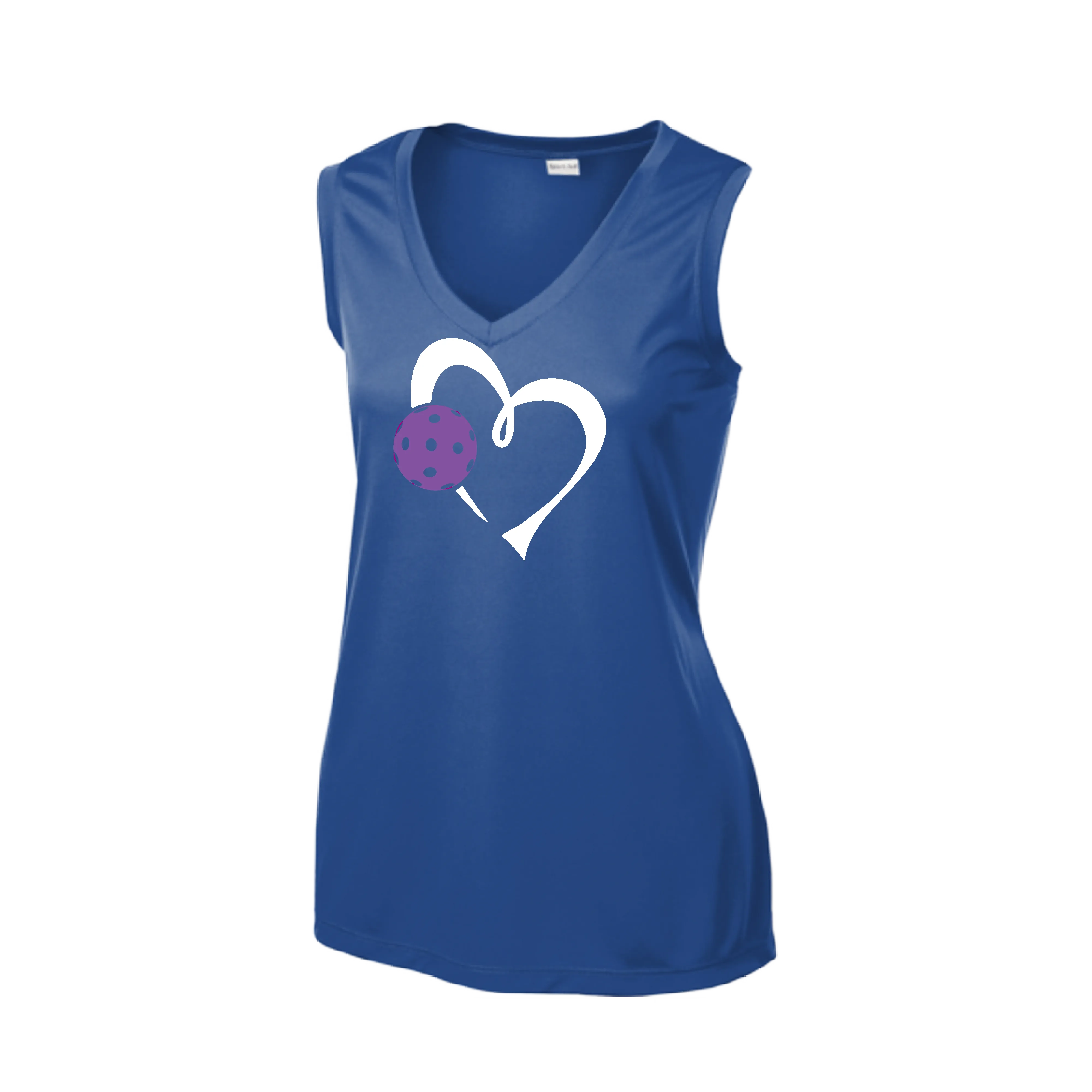 Love Pickleball Heart (Purple) | Women’s Sleeveless Shirt | 100% Polyester