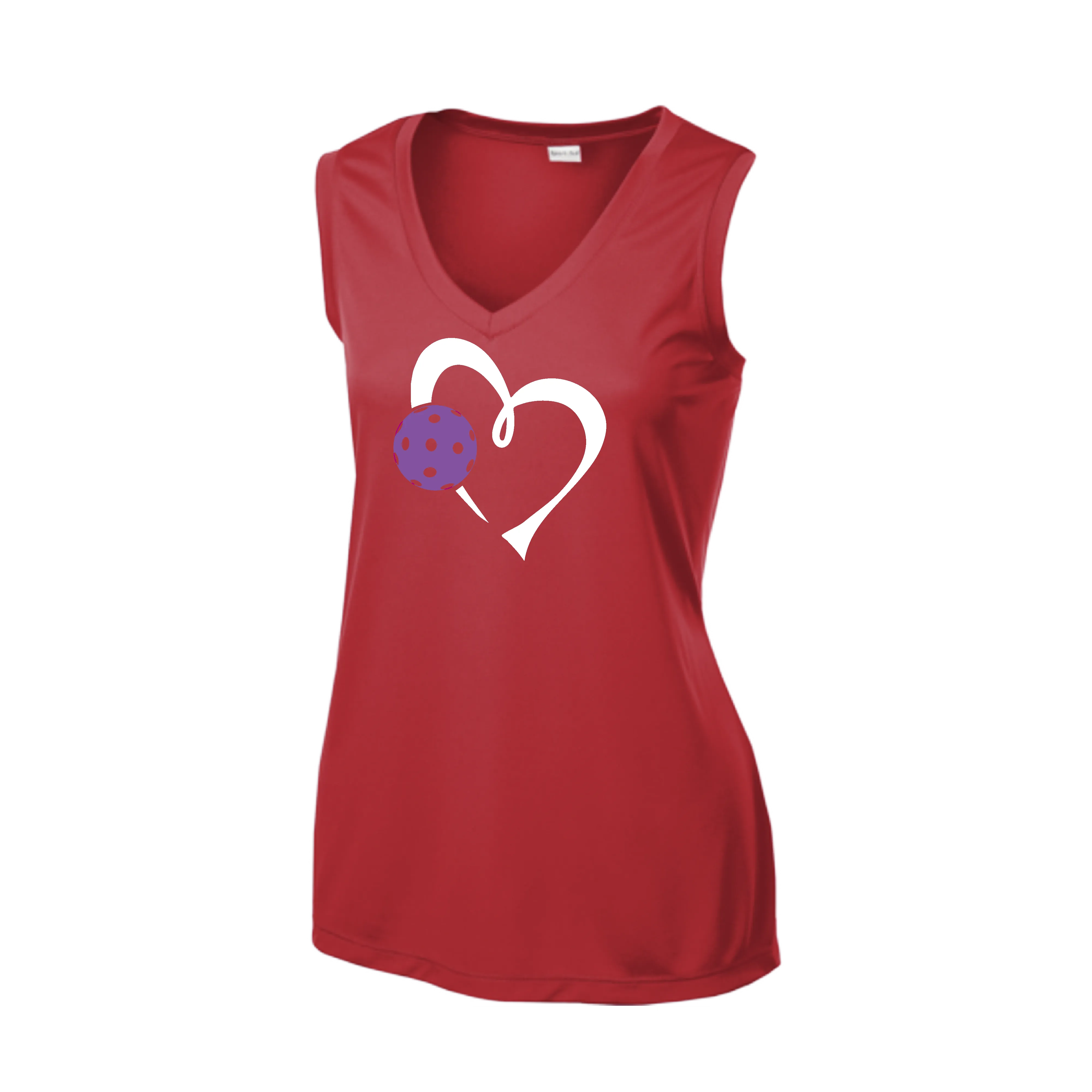 Love Pickleball Heart (Purple) | Women’s Sleeveless Shirt | 100% Polyester