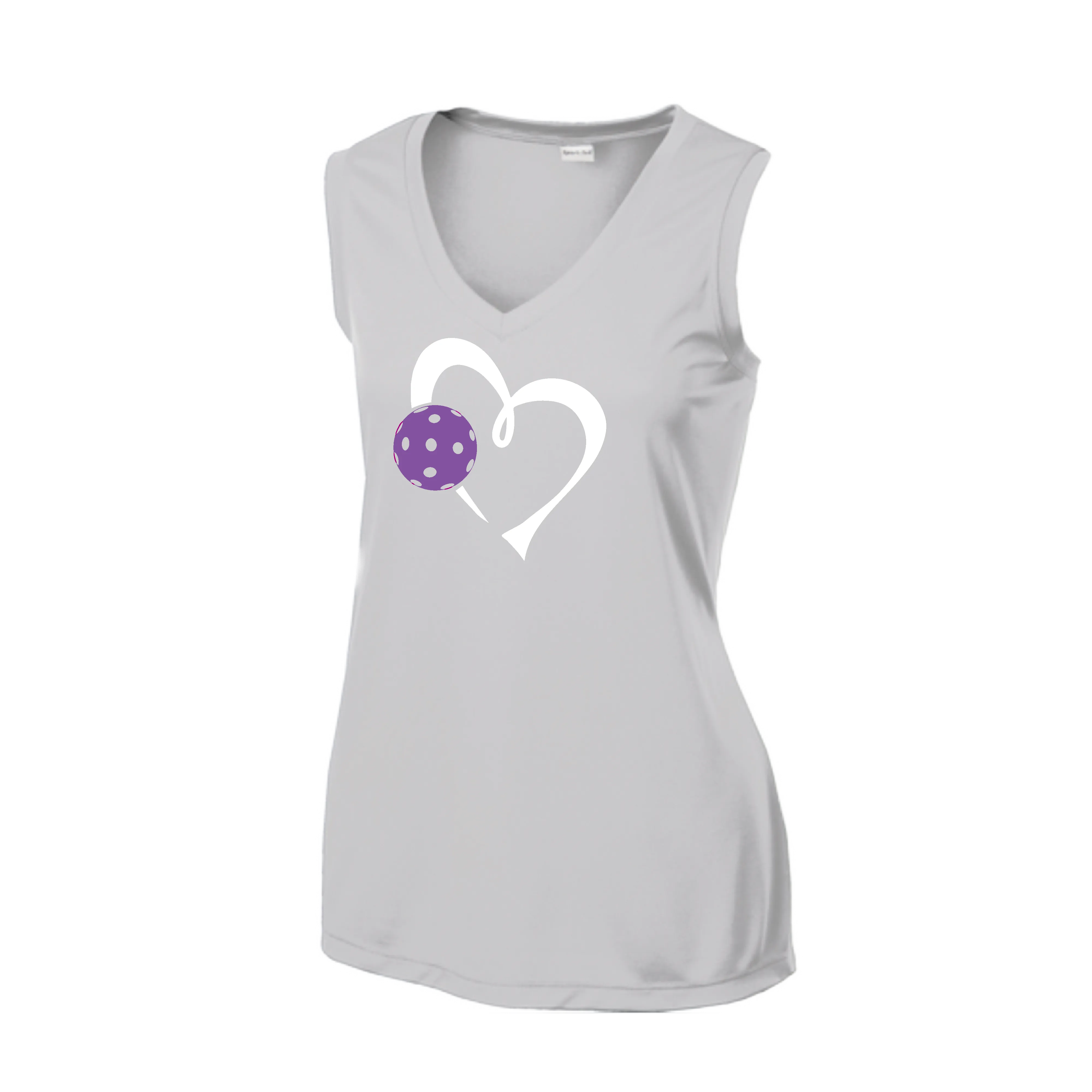 Love Pickleball Heart (Purple) | Women’s Sleeveless Shirt | 100% Polyester