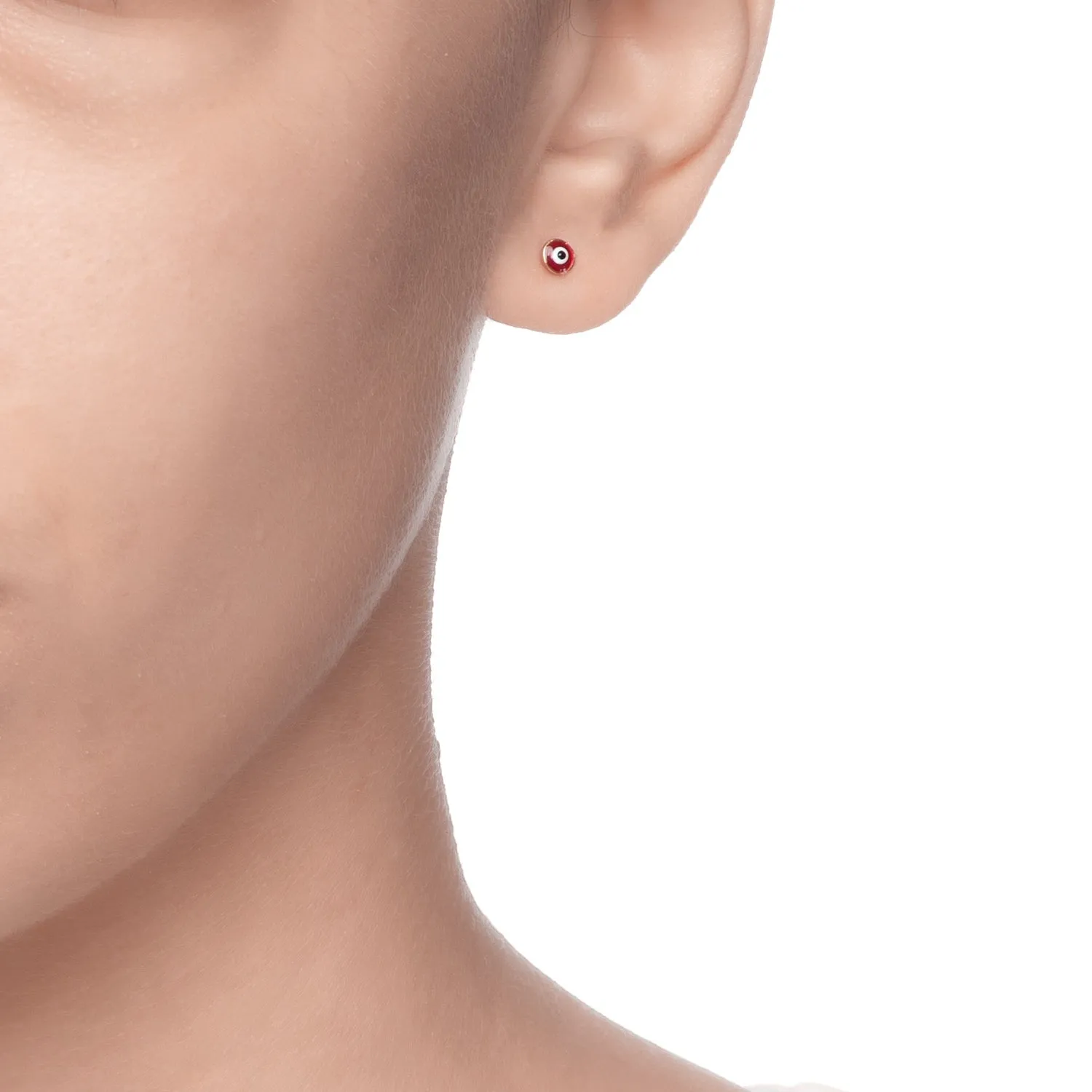 MATI | Tiny Studs | Red Enamel | 18K Gold Plated 925 Silver